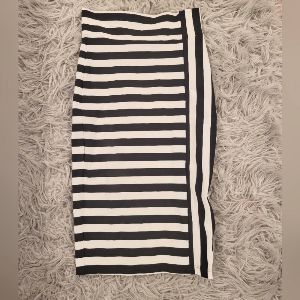 Bebe Black and White Striped Women's Skirt